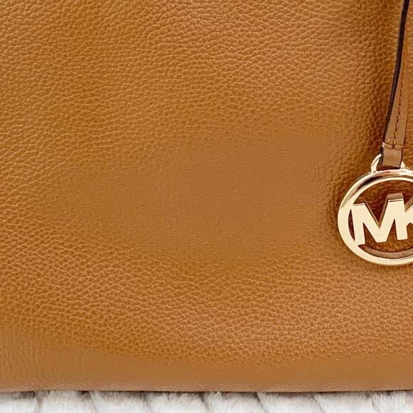 Michael Kors Maxine Medium Dome Satchel Pebbled Leather in Acorn - Picture 14 of 14